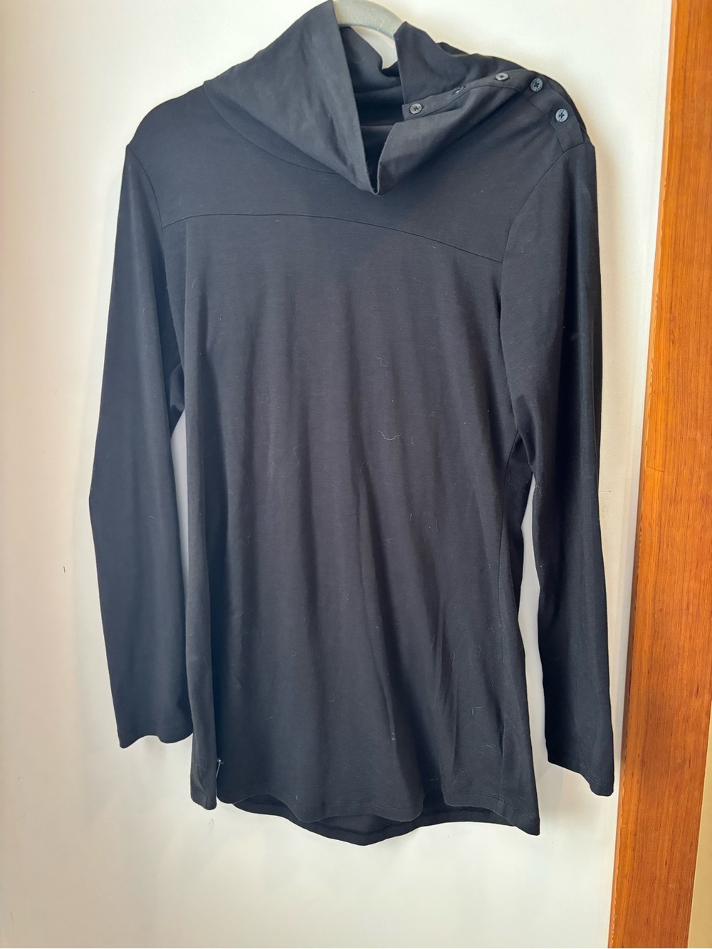 Lole Black Women's Long-Sleeve Funnel Neck Tunic with Shoulder Buttons